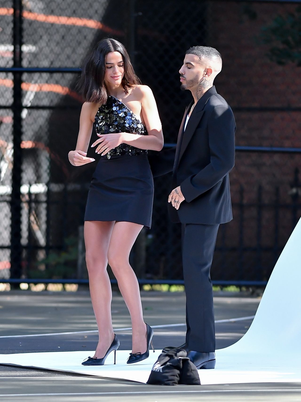 Bruna Marquezine and Rauw Alejandro Filming