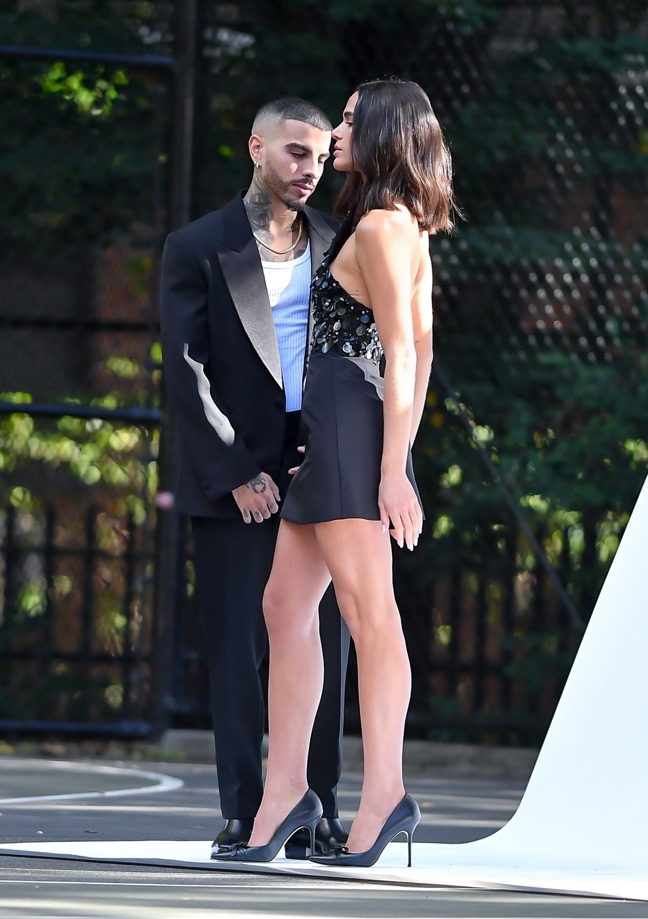 Bruna Marquezine and Rauw Alejandro Filming