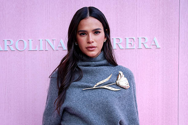 Bruna Marquezine attends a photocall ahead of the Carolina Herrera Spring/Summer 2026 Fashion Show at Plaza Mayor on ...