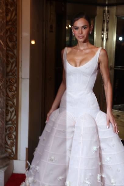 Bruna Marquezine departs from the Pierre Hotel to head to the star-studded Met Gala in New York, United States on May 06, 2024.