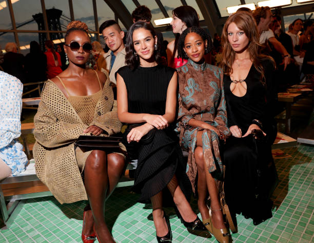KiKi Layne, Bruna Marquezine, Kilo Kish and Ivy Getty at Tory Burch RTW Spring 2025 held at Skylight at The Refinery ...